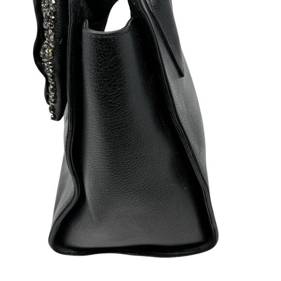 Kate Spade New York Black Manor Place Cow Leather Rhinestones Bow Satchel Purse - Picture 4 of 16